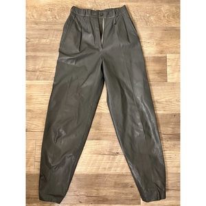 High Waisted Grey Vegan Leather Trouser
